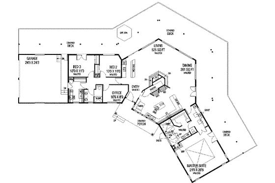 Floor Plan - Main Floor for Traditional House Plan #60-469 - 3 bed, 2 bath