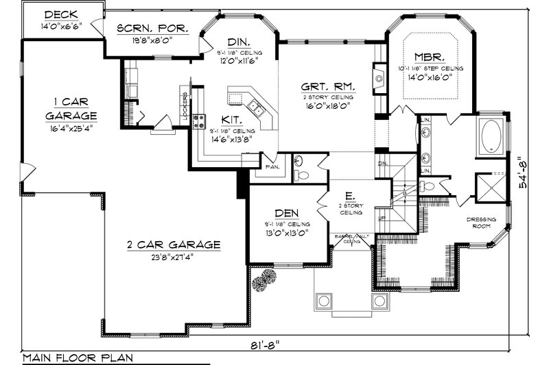Home Plan - Floor Plan - Main Floor for Craftsman House Plan #70-1060 - 4 bed, 3.5 bath