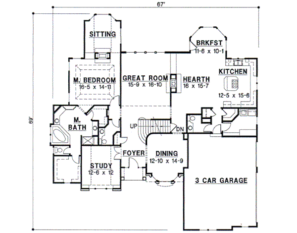 European Floor Plan - Main Floor Plan #67-310