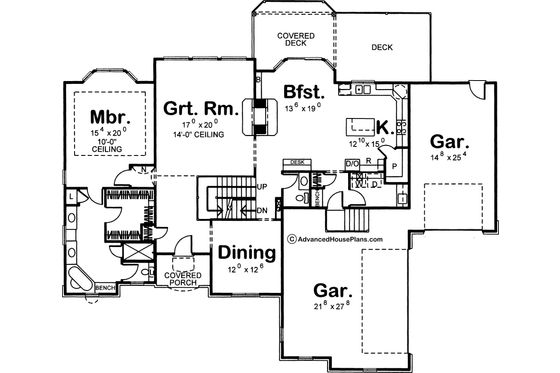 Floor Plan - Main Floor for European House Plan #455-189 - 4 bed, 3.5 bath