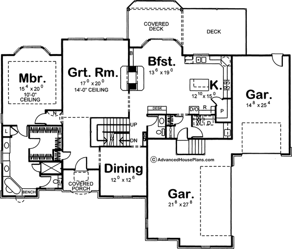 House Blueprint - European Floor Plan - Main Floor Plan #455-189