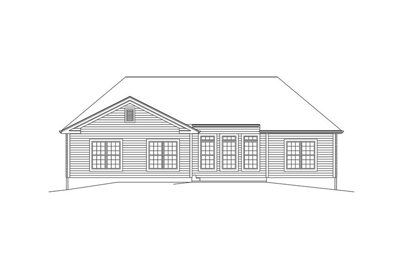 House Blueprint - Exterior - Rear Elevation for Ranch House Plan #57-656 - 3 bed, 2.5 bath
