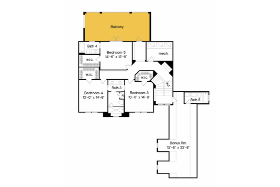 Floor Plan - Upper Floor for Colonial House Plan #135-213 - 6 bed, 5.1 bath