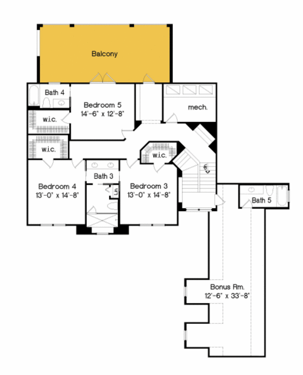 Colonial Floor Plan - Upper Floor Plan #135-213