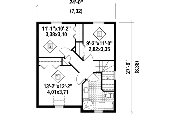 Floor Plan - Upper Floor for Country House Plan #25-4728 - 3 bed, 1 bath