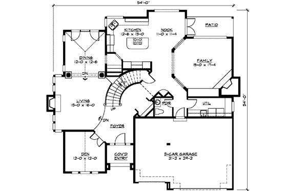 Floor Plan - Main Floor for Traditional House Plan #132-156 - 4 bed, 3.5 bath
