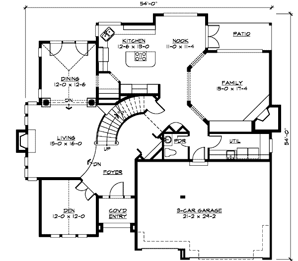 Traditional Floor Plan - Main Floor Plan #132-156