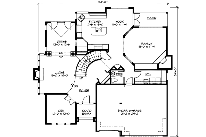 Dream House Plan - Floor Plan - Main Floor for Traditional House Plan #132-156 - 4 bed, 3.5 bath