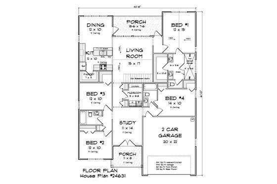Floor Plan - Main Floor for Cottage House Plan #513-2424 - 4 bed, 3 bath