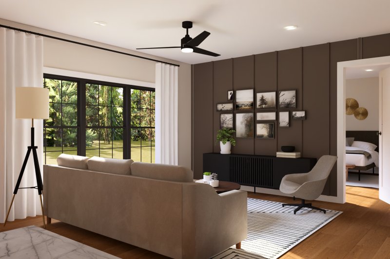 Dream House Plan - Interior - Family Room for Barndominium House Plan #1064-320 - 1 bed, 1.5 bath