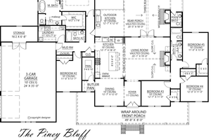Floor Plan - Main Floor for Farmhouse House Plan #1074-5 - 5 bed, 3.5 bath