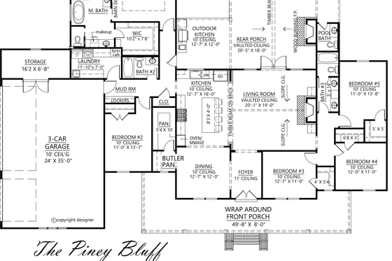 Floor Plan - Main Floor for Farmhouse House Plan #1074-5 - 5 bed, 3.5 bath