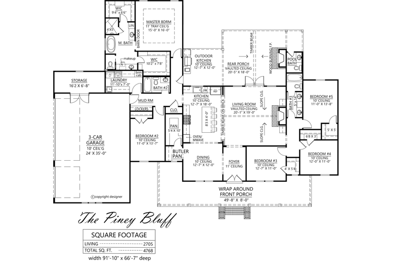 Architectural House Design - Floor Plan - Main Floor for Farmhouse House Plan #1074-5 - 5 bed, 3.5 bath