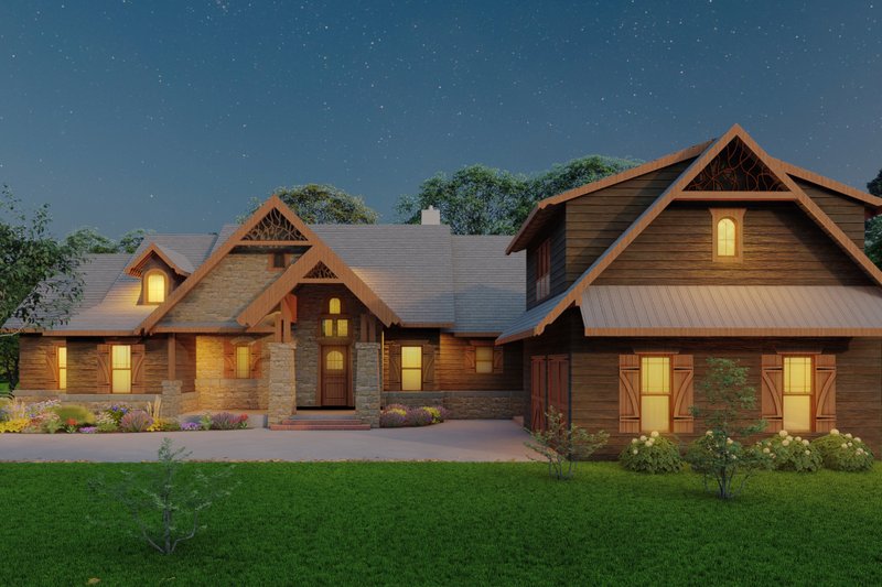 House Plan Design - Exterior - Front Elevation 3 for Craftsman House Plan #54-545 - 5 bed, 4 bath