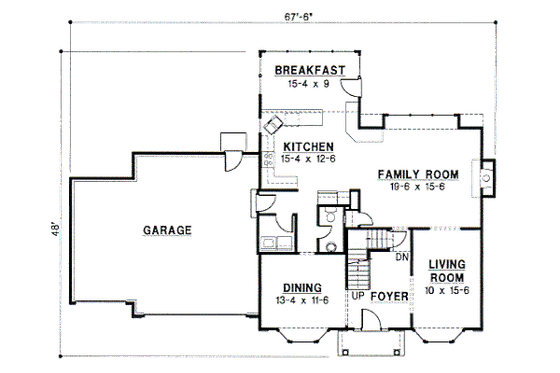 Floor Plan - Main Floor for Traditional House Plan #67-556 - 4 bed, 3.5 bath
