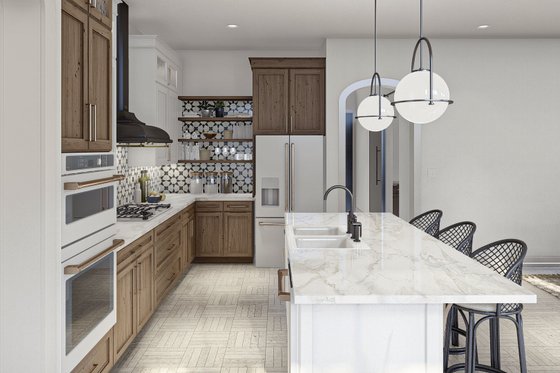 Interior - Kitchen 1 for Adobe / Southwestern House Plan #455-572 - 3 bed, 2 bath