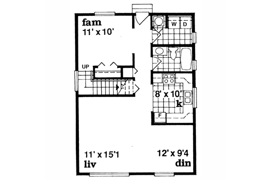 Floor Plan - Main Floor for Traditional House Plan #47-649 - 3 bed, 3 bath