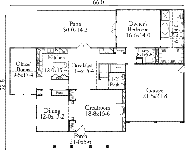 Home Plan - Southern Floor Plan - Main Floor Plan #406-197