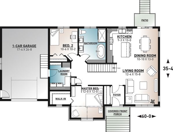 House Blueprint - Country Floor Plan - Main Floor Plan #23-2721