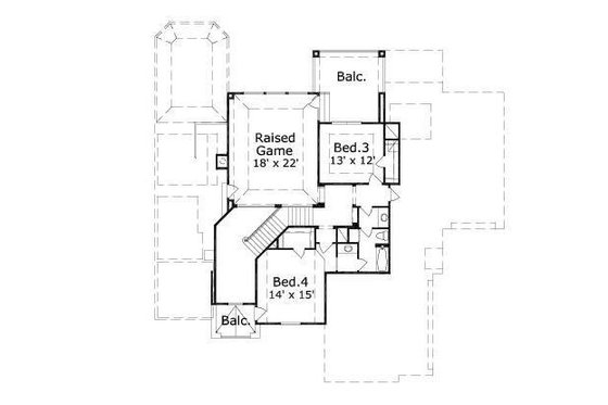 Floor Plan - Upper Floor for European House Plan #411-638 - 4 bed, 3.5 bath