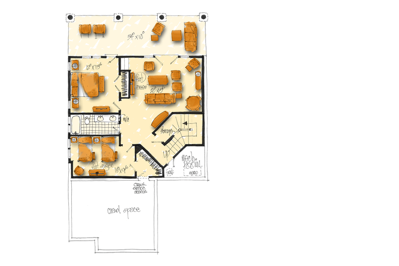 House Design - Floor Plan - Lower Floor for Cabin House Plan #942-41 - 5 bed, 3.5 bath