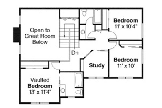 Floor Plan - Upper Floor for Craftsman House Plan #124-845 - 4 bed, 3.5 bath