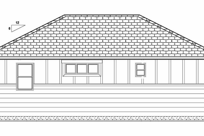 House Plan Design - Exterior - Rear Elevation for Bungalow House Plan #126-207 - 1 bed, 1 bath