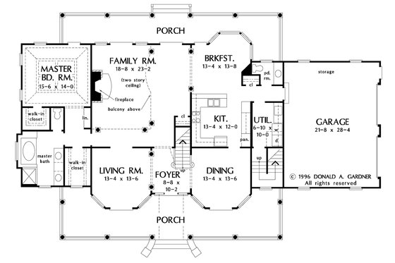 Floor Plan - Main Floor for Farmhouse House Plan #929-16 - 4 bed, 3.5 bath