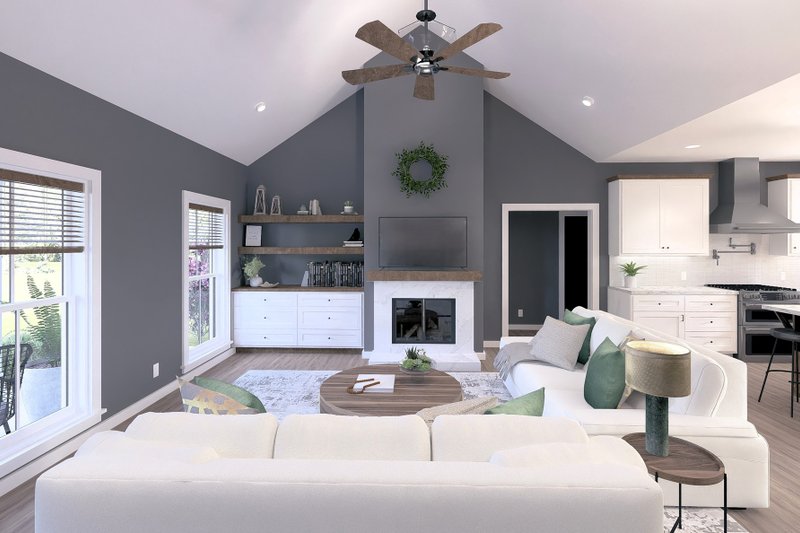 House Plan Design - Interior - Family Room 2 for Farmhouse House Plan #44-279 - 3 bed, 2 bath