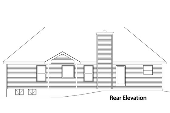 Exterior - Rear Elevation for European House Plan #22-524 - 3 bed, 2.5 bath
