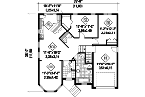 Floor Plan - Main Floor for Victorian House Plan #25-4532 - 2 bed, 1 bath