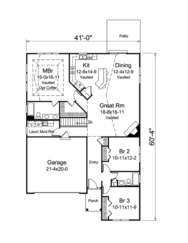 Cottage Floor Plan - Main Floor Plan #57-625