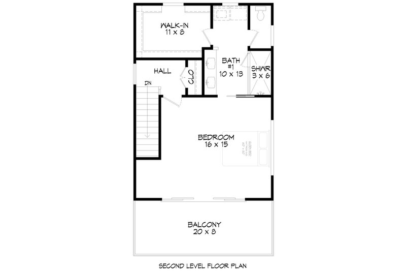House Blueprint - Floor Plan - Upper Floor for Craftsman House Plan #932-1249 - 1 bed, 1.5 bath