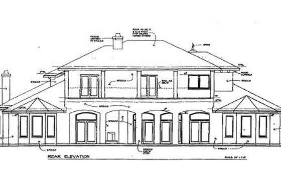Exterior - Rear Elevation for Mediterranean House Plan #141-220 - 4 bed, 4.5 bath