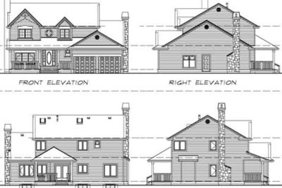 Exterior - Rear Elevation for Traditional House Plan #47-387 - 4 bed, 2.5 bath