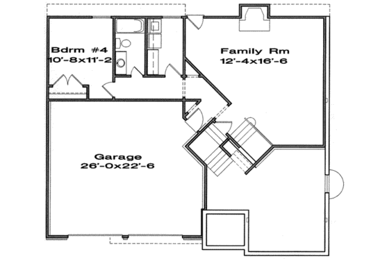 Floor Plan - Lower Floor for Traditional House Plan #6-173 - 4 bed, 3 bath