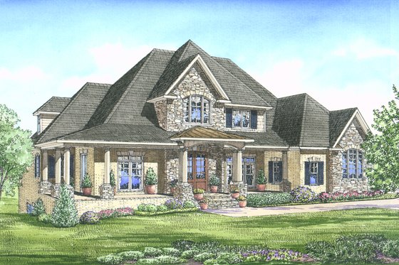 Exterior - Front Elevation 4 for Traditional House Plan #437-47 - 4 bed, 4.5 bath