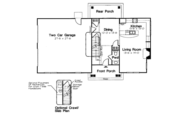 Floor Plan - Main Floor for Colonial House Plan #312-831 - 3 bed, 2.5 bath