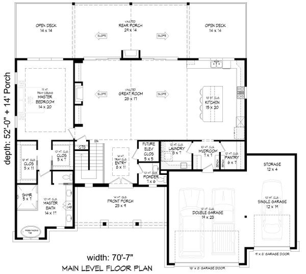 Home Plan - Floor Plan - Main Floor for Country House Plan #932-1442 - 4 bed, 4.5 bath