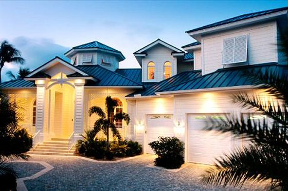 Exterior - Front Elevation for Mediterranean House Plan #115-126 - 3 bed, 3.5 bath