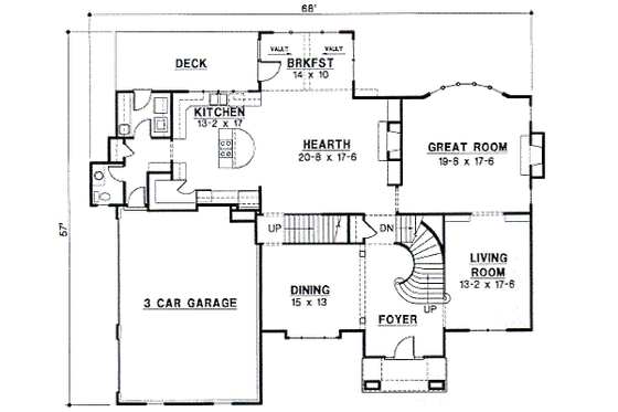 Floor Plan - Main Floor for European House Plan #67-622 - 4 bed, 4.5 bath