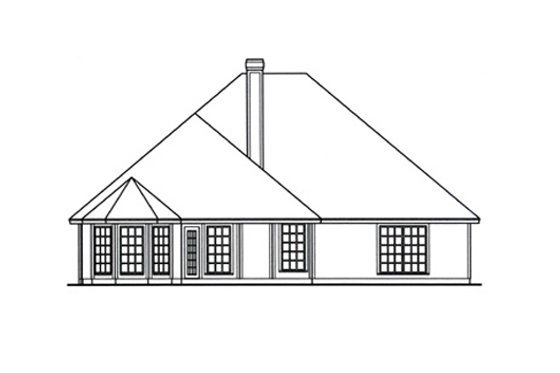 Exterior - Rear Elevation for Traditional House Plan #42-388 - 3 bed, 2 bath