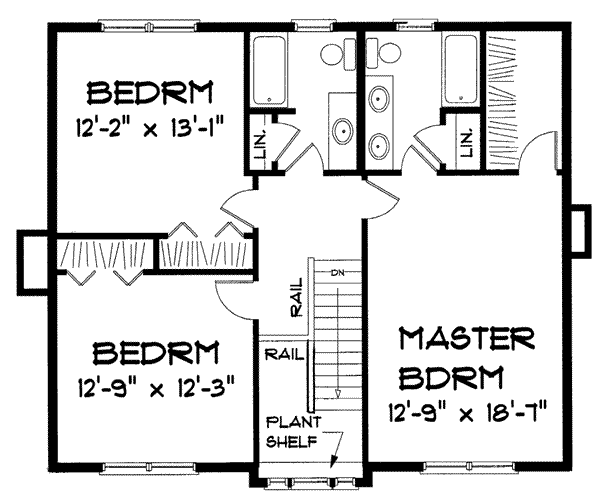 Colonial Floor Plan - Upper Floor Plan #75-103