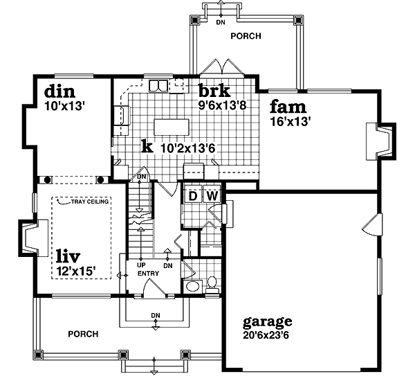 Craftsman Floor Plan - Main Floor Plan #47-392