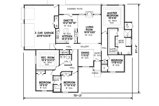 Floor Plan - Main Floor for Traditional House Plan #65-493 - 4 bed, 3 bath