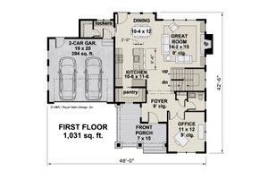 Floor Plan - Main Floor for Traditional House Plan #51-1195 - 3 bed, 2.5 bath