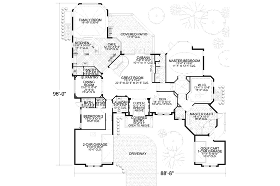 Floor Plan - Main Floor for Mediterranean House Plan #420-175 - 4 bed, 5 bath