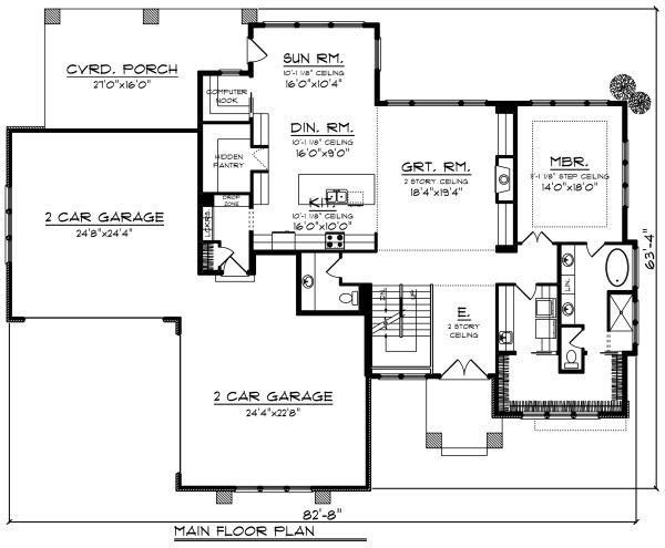 Home Plan - Modern Floor Plan - Main Floor Plan #70-1284