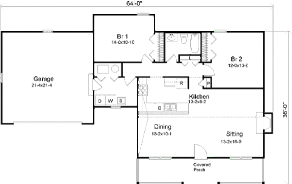 House Blueprint - Ranch Floor Plan - Main Floor Plan #22-506