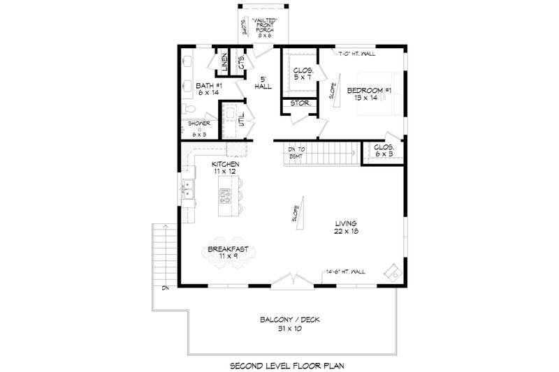 Architectural House Design - Floor Plan - Upper Floor for Contemporary House Plan #932-1176 - 1 bed, 2 bath